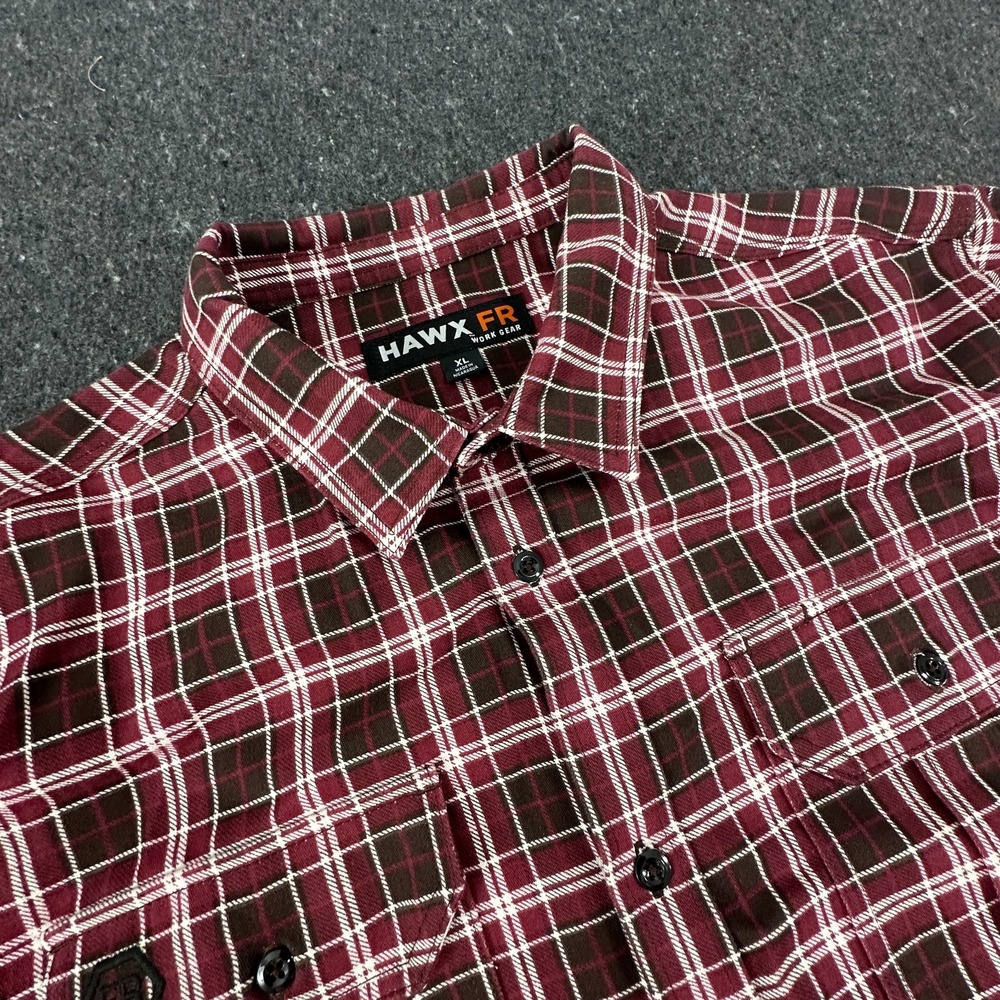 Hawx FR Work Gear Heavy duty Flannel Red/black Plaid Welding const Mens Size XL